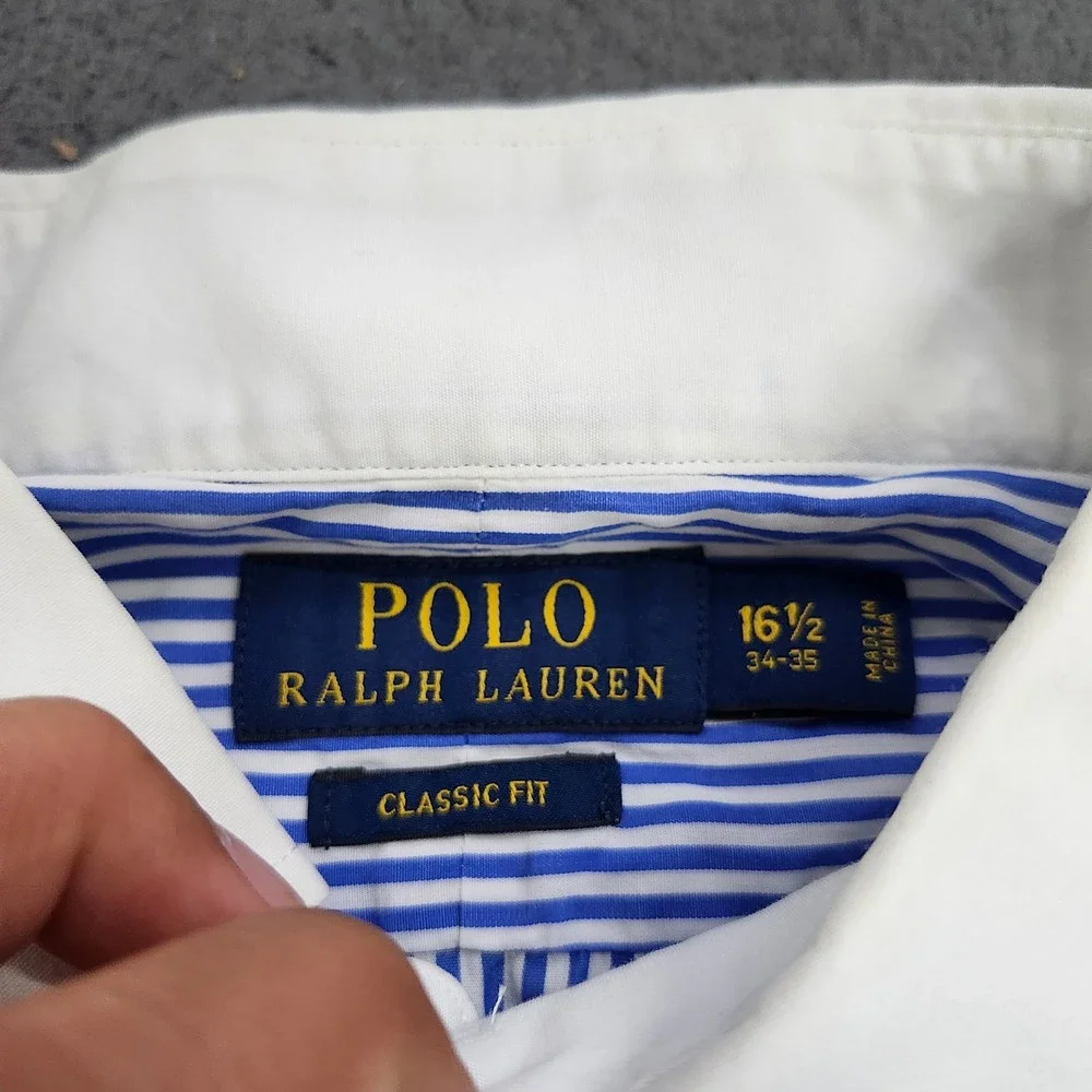 Polo Ralph Lauren Mens Classic Fit Striped Collar French Cuff Shirt 16.5